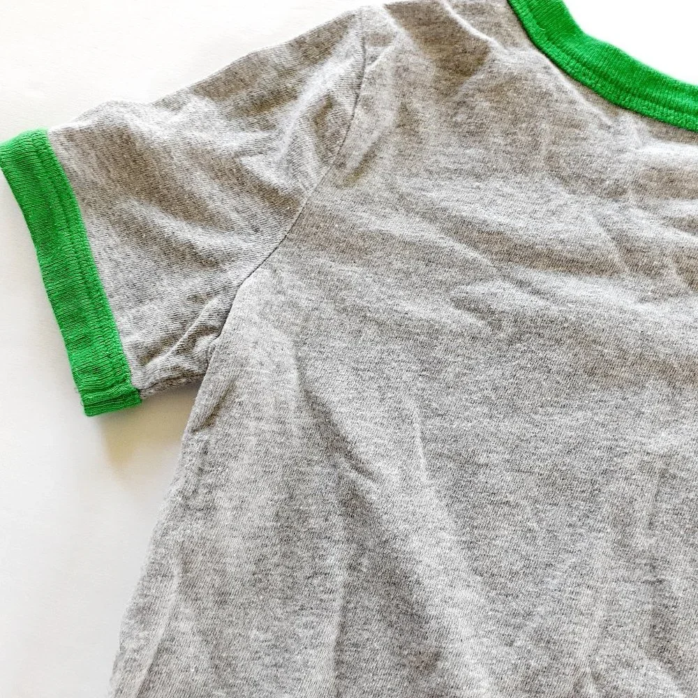 Old Navy Boys T-Shirt Gray Green Ringer Number 5 Short Sleeve 4T
